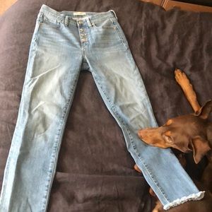 High rise button front Madewell skinny jeans